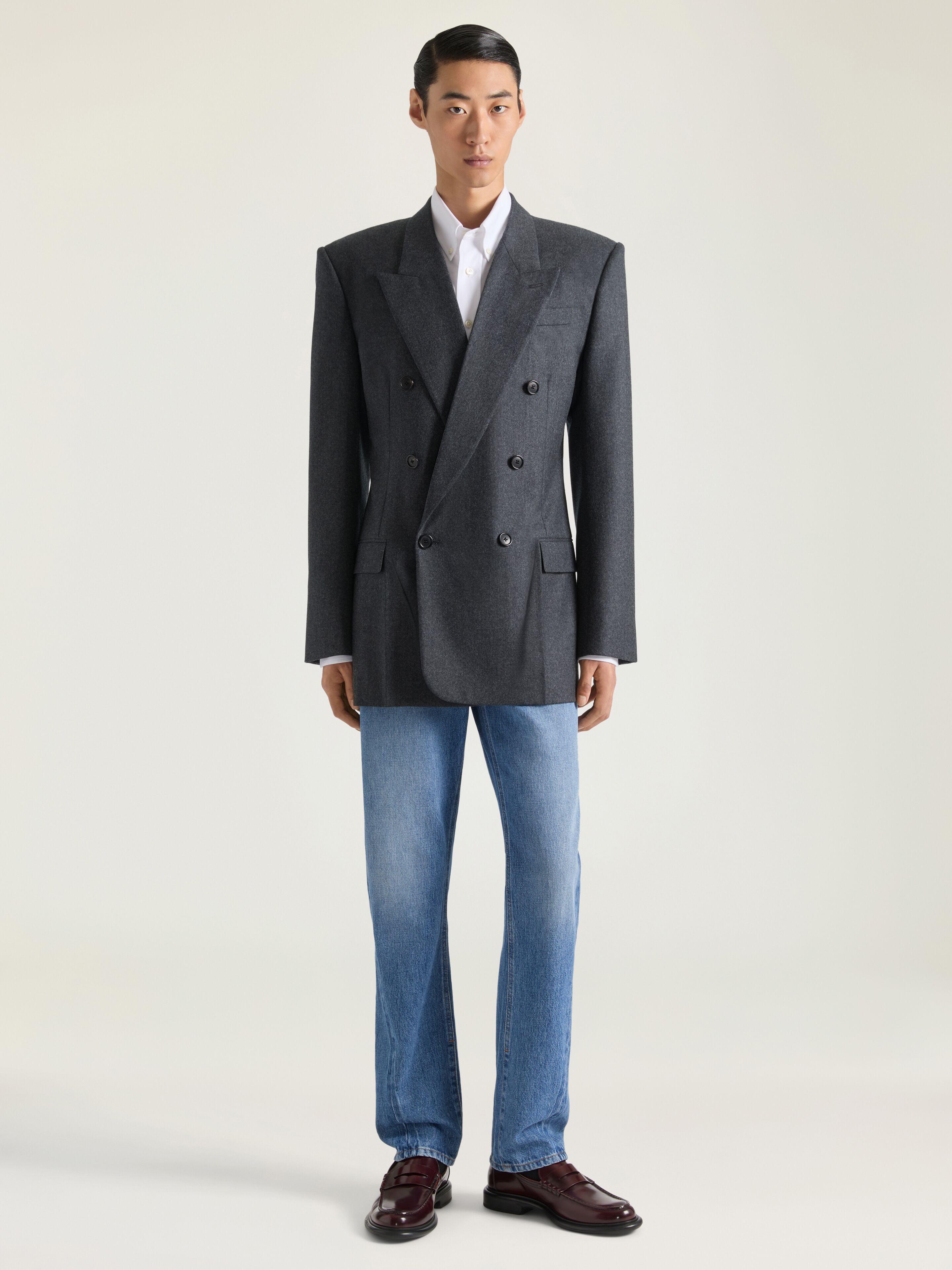 Double-breasted jacket in flannel